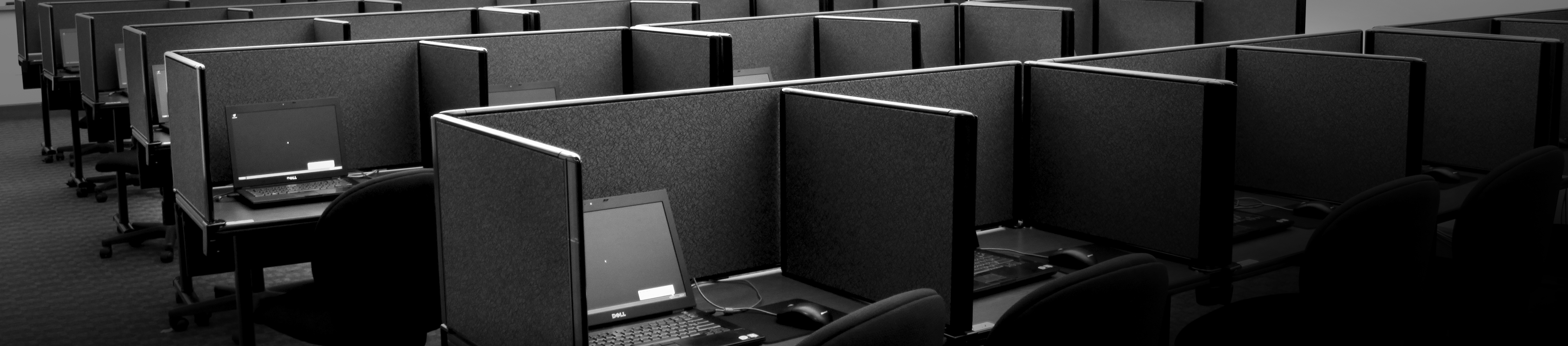 XFlash header photo of inside Xlab with computers at individual user stations.